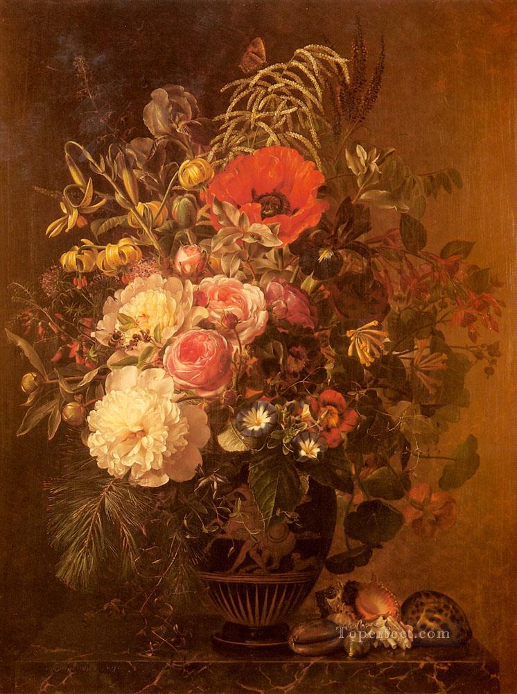 Un bodegón con flores en un jarrón griego flor Johan Laurentz Jensen flor Pintura al óleo